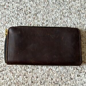 Portland Leather Zip Around Wallet Brown